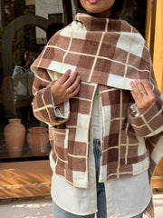 Checkered Jacket with Scarf
