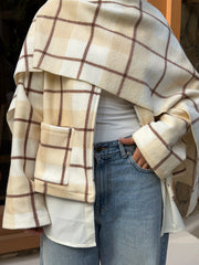 Checkered Jacket with Scarf