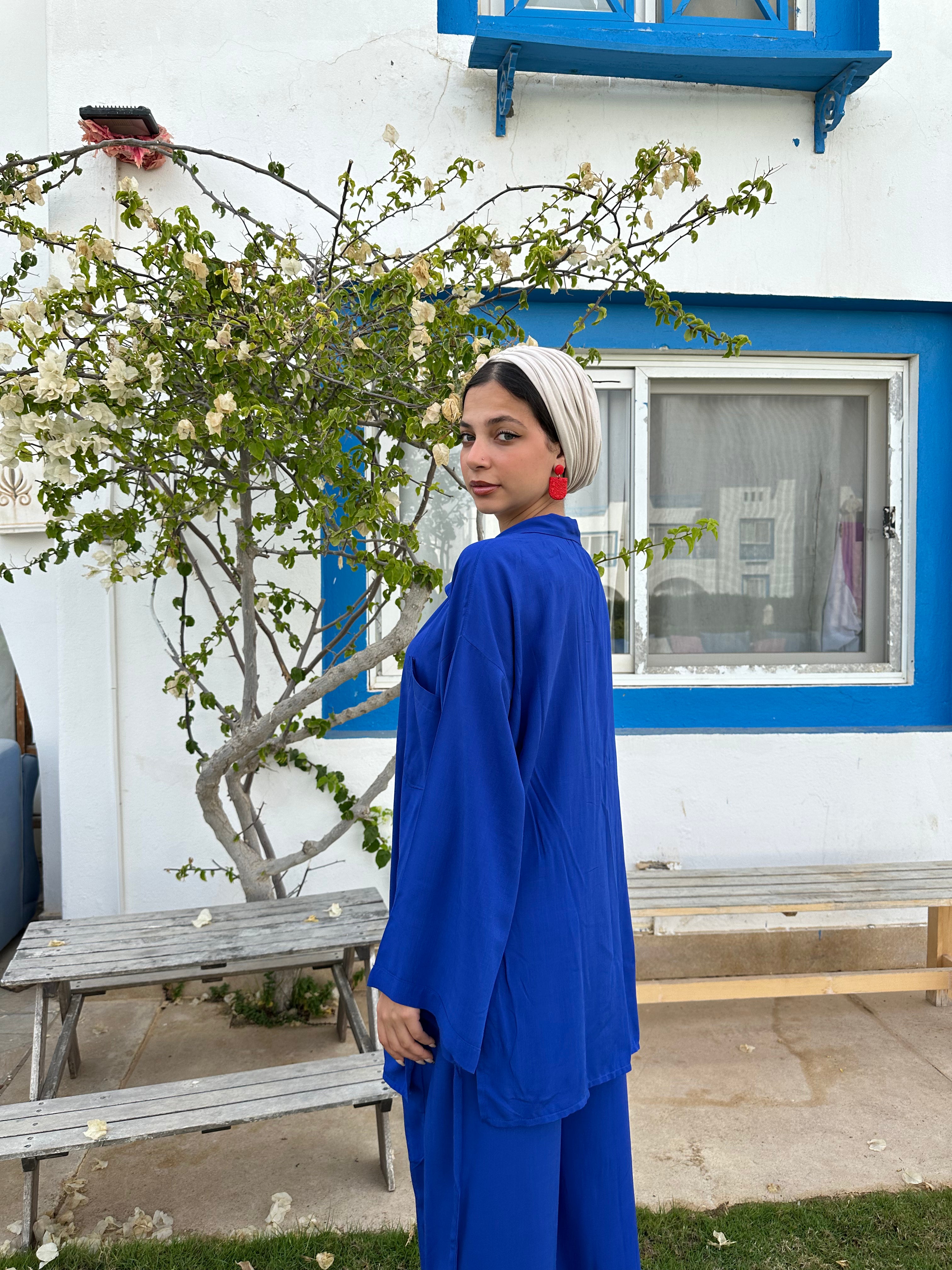 Linen Blouse - Royal Blue