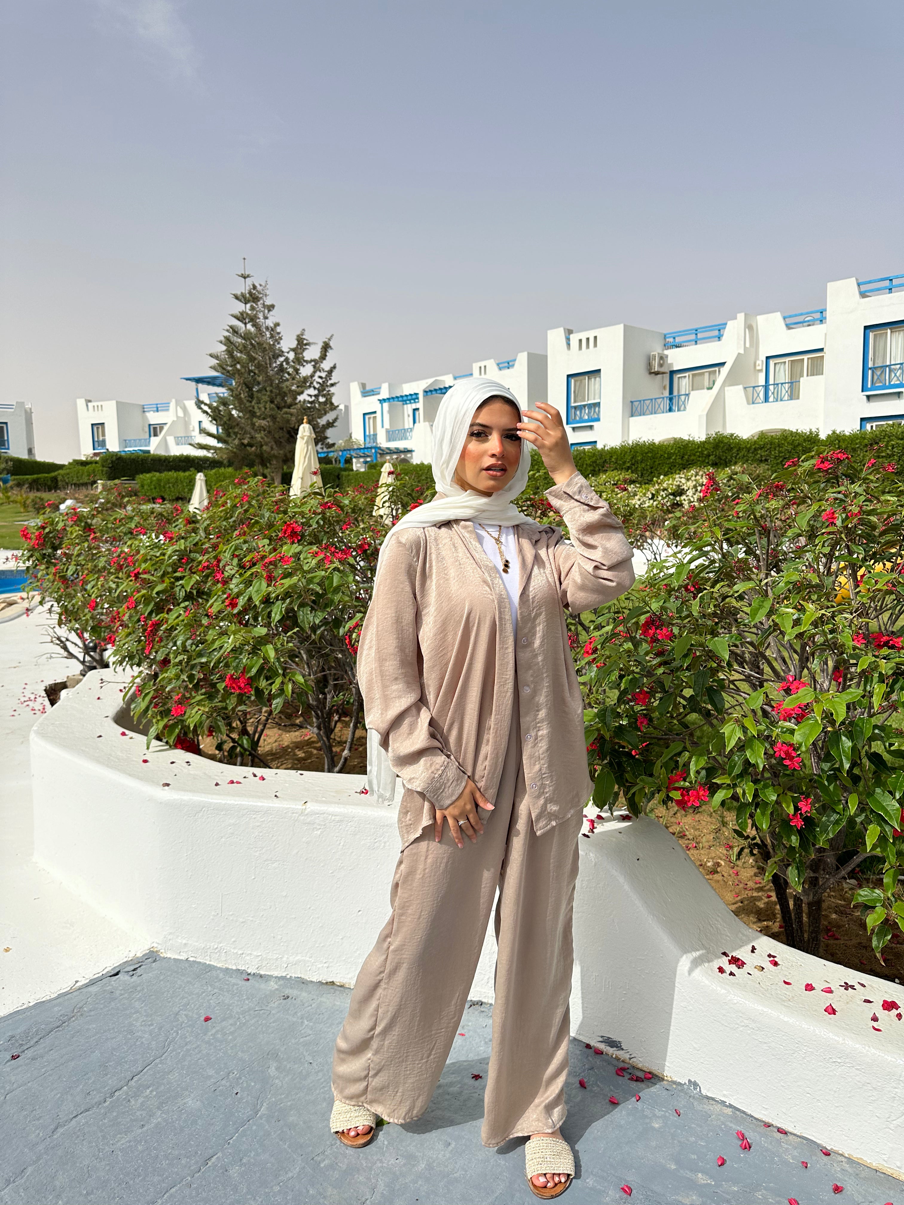 Satin Pants – Beige