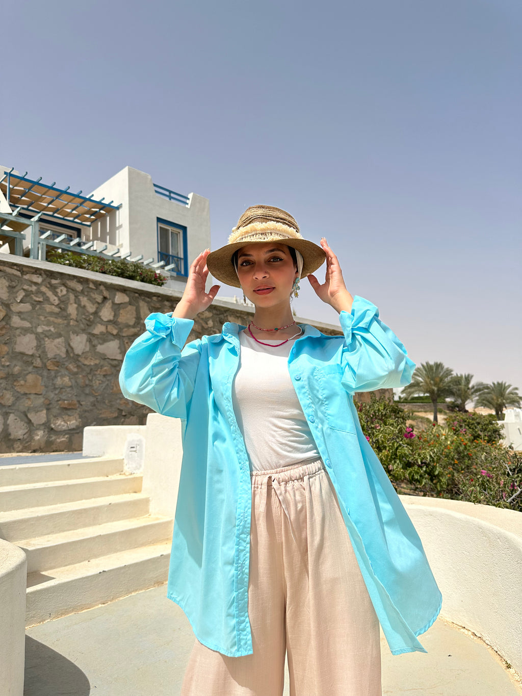 Linen Chemise - Aqua