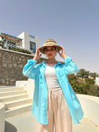 Linen Chemise - Aqua