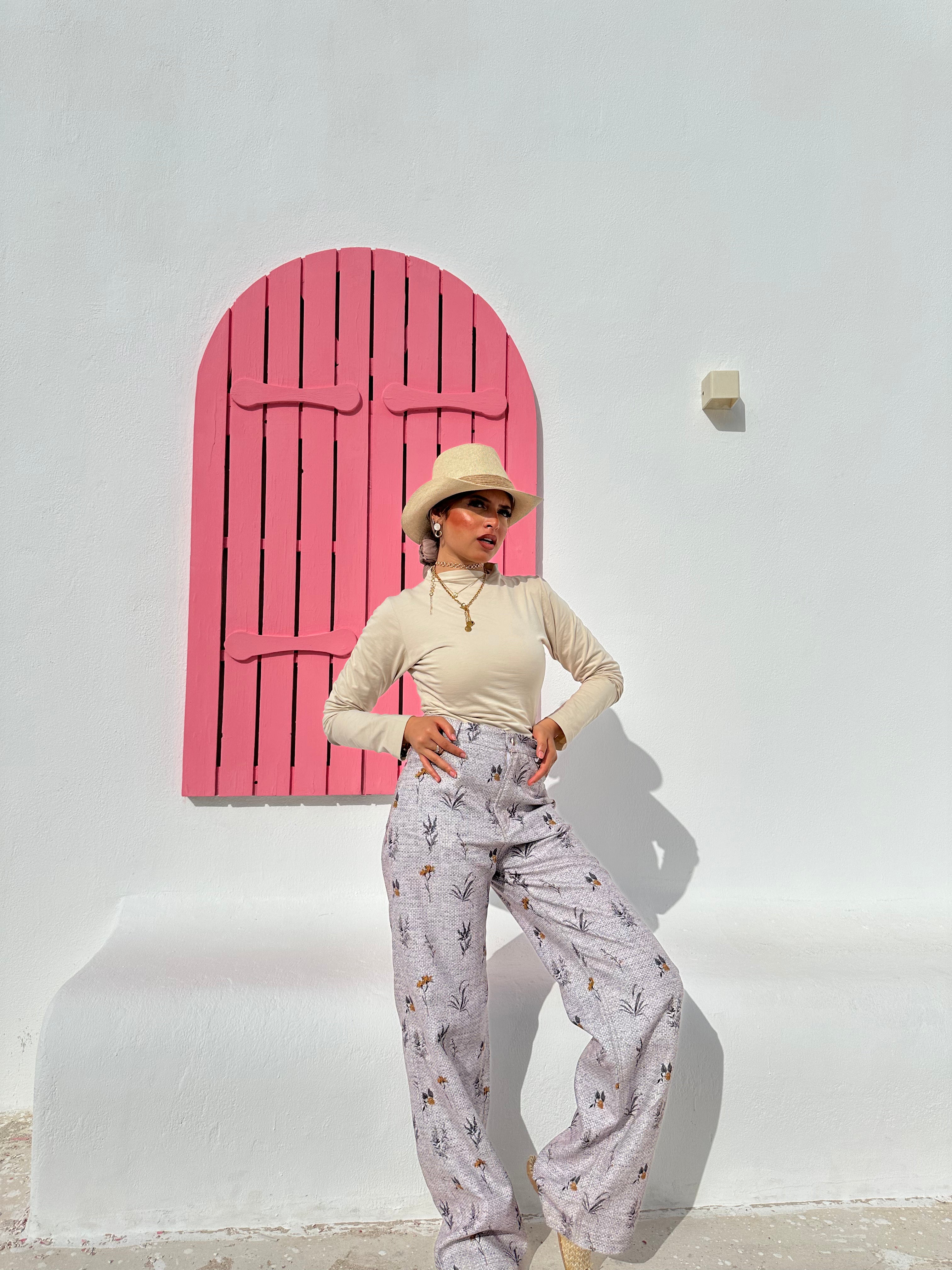 Yellow Floral Printed Pants