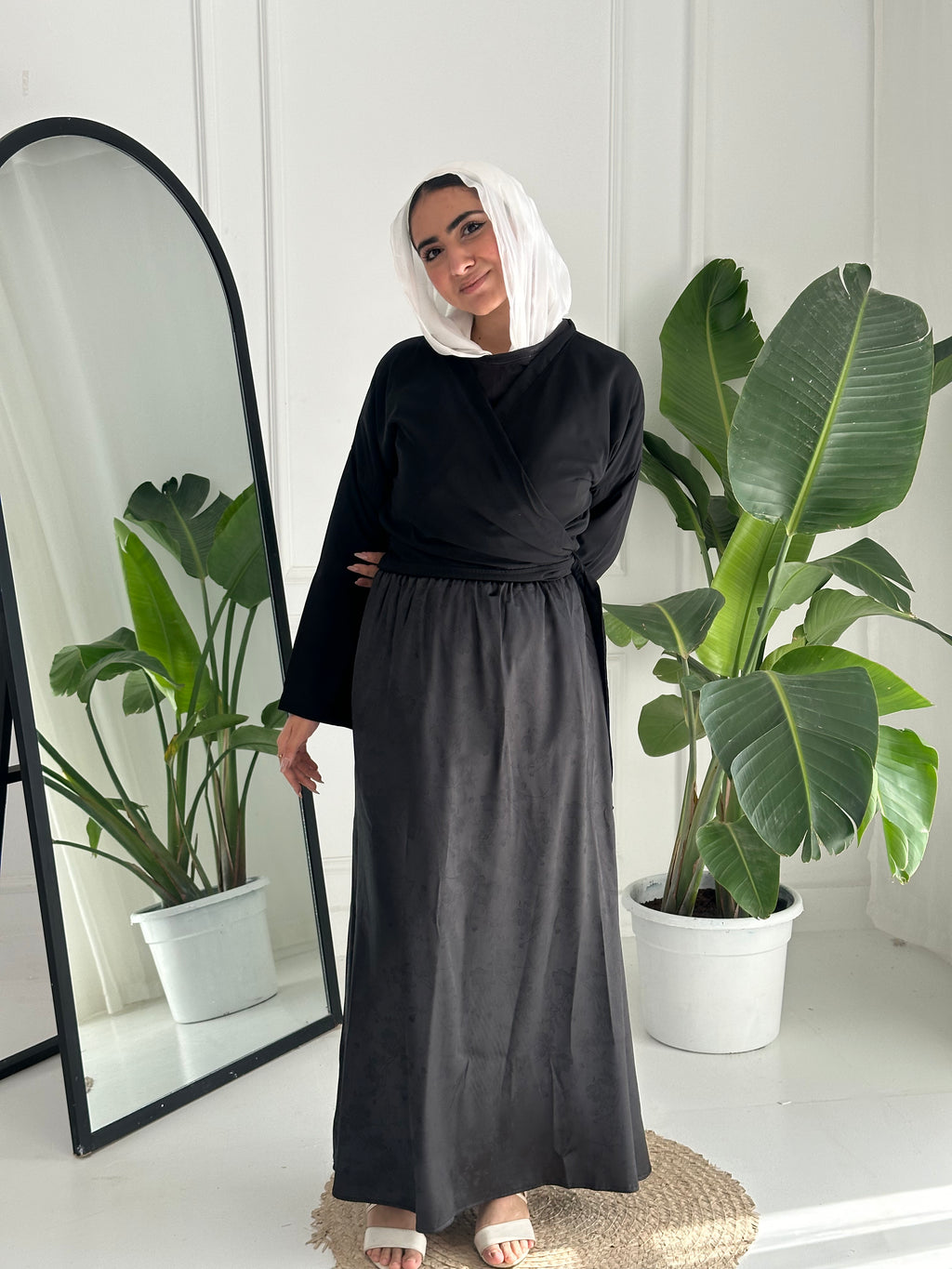 Flowy Satin Skirt - Black