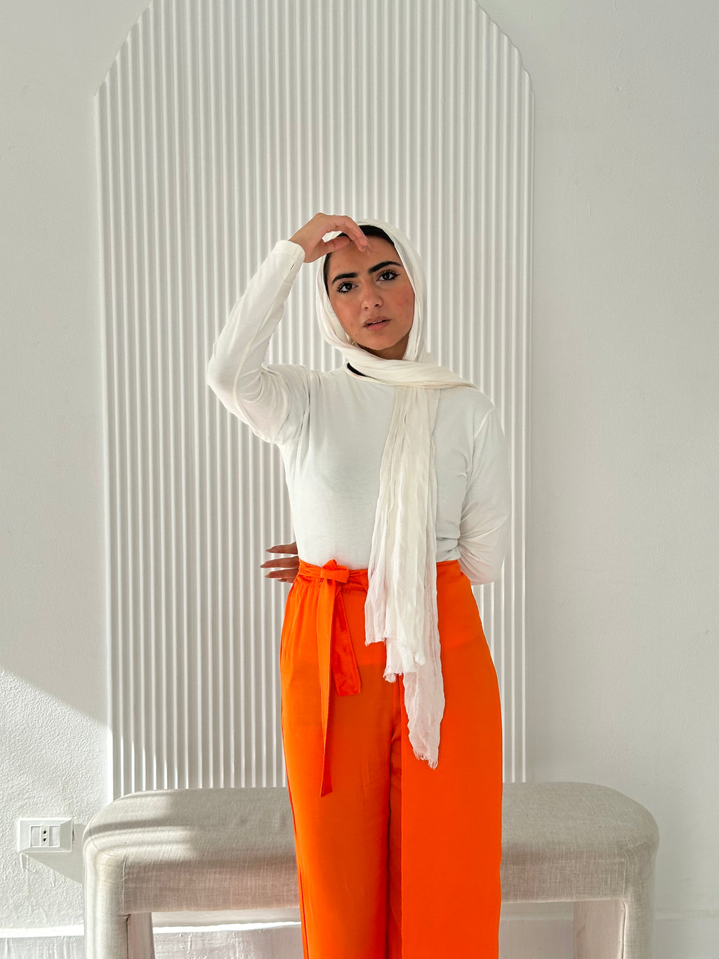 Elegant Satin Pants - Orange