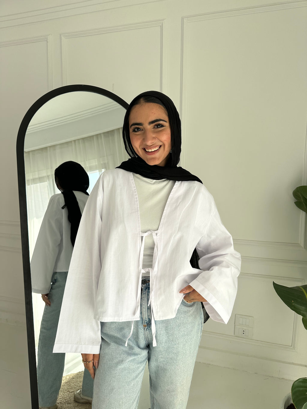 Linen Blouse With Tie - White