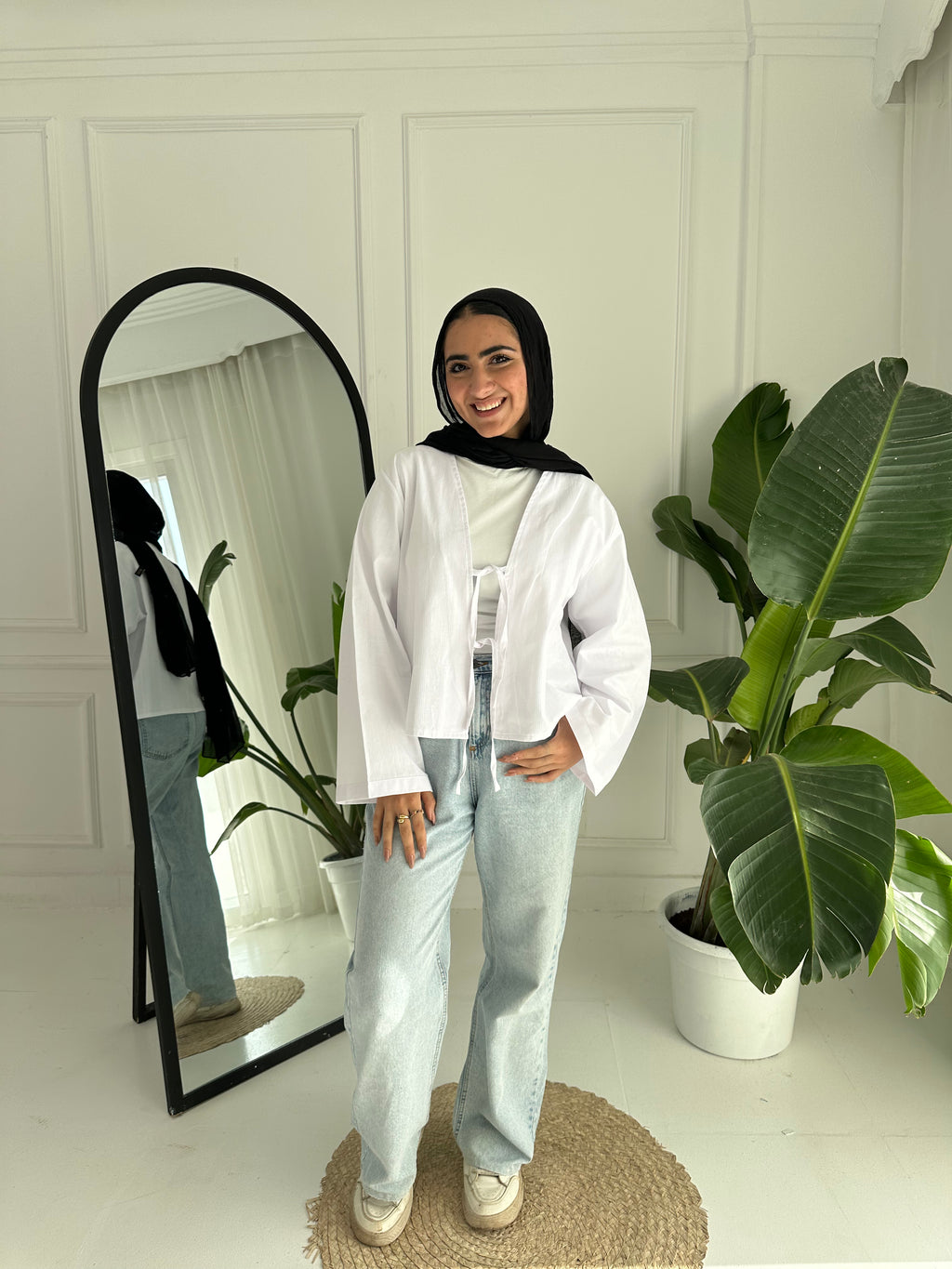 Linen Blouse With Tie - White