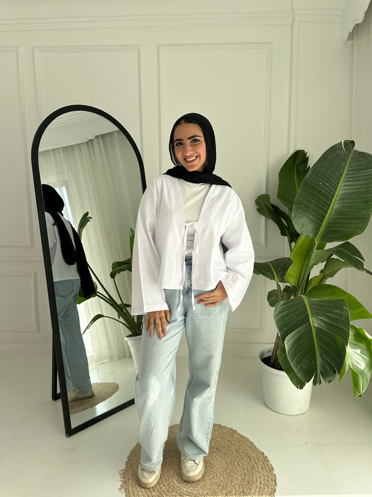 Linen Blouse With Tie - White