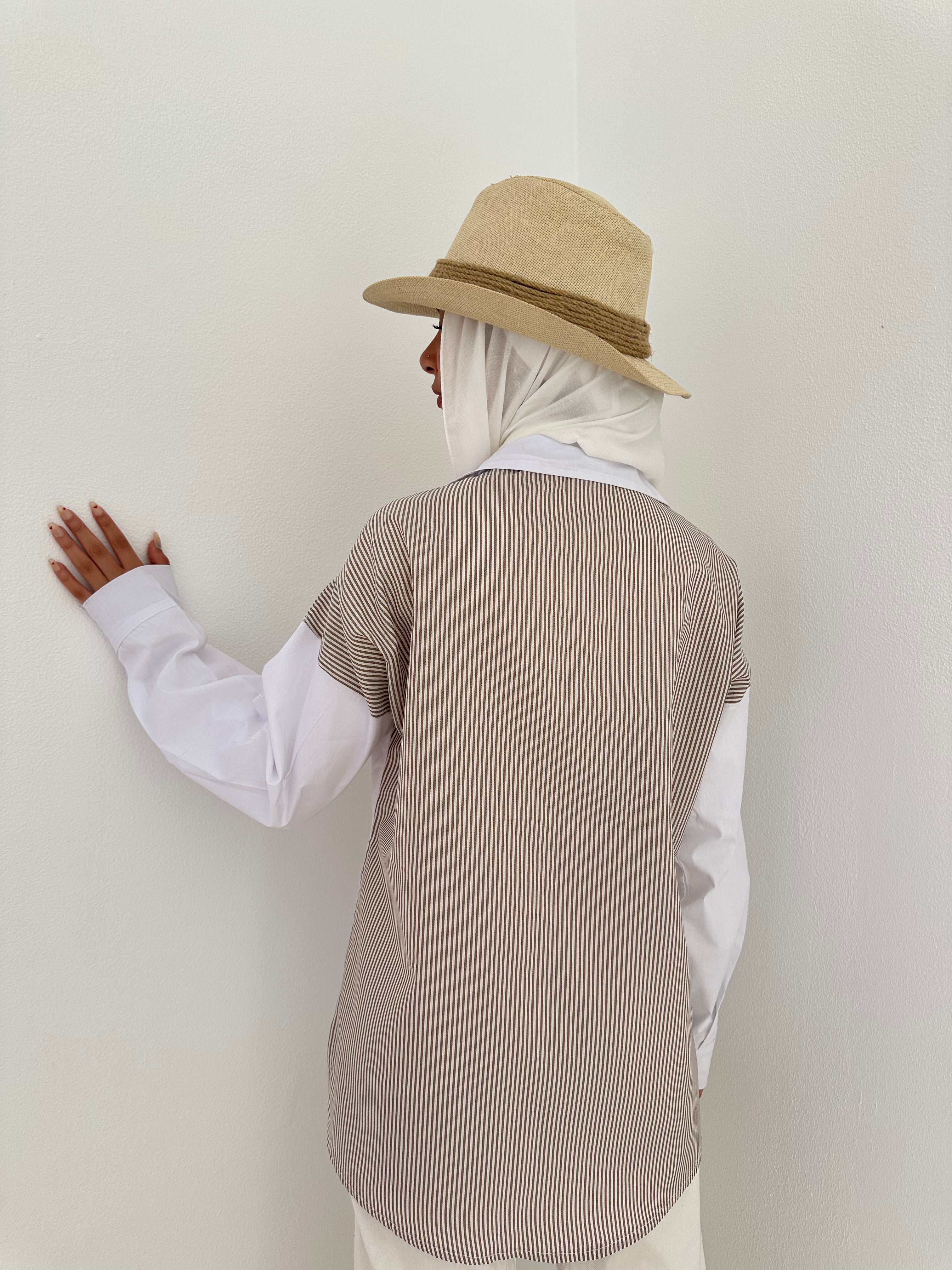 Striped Chemise - Brown