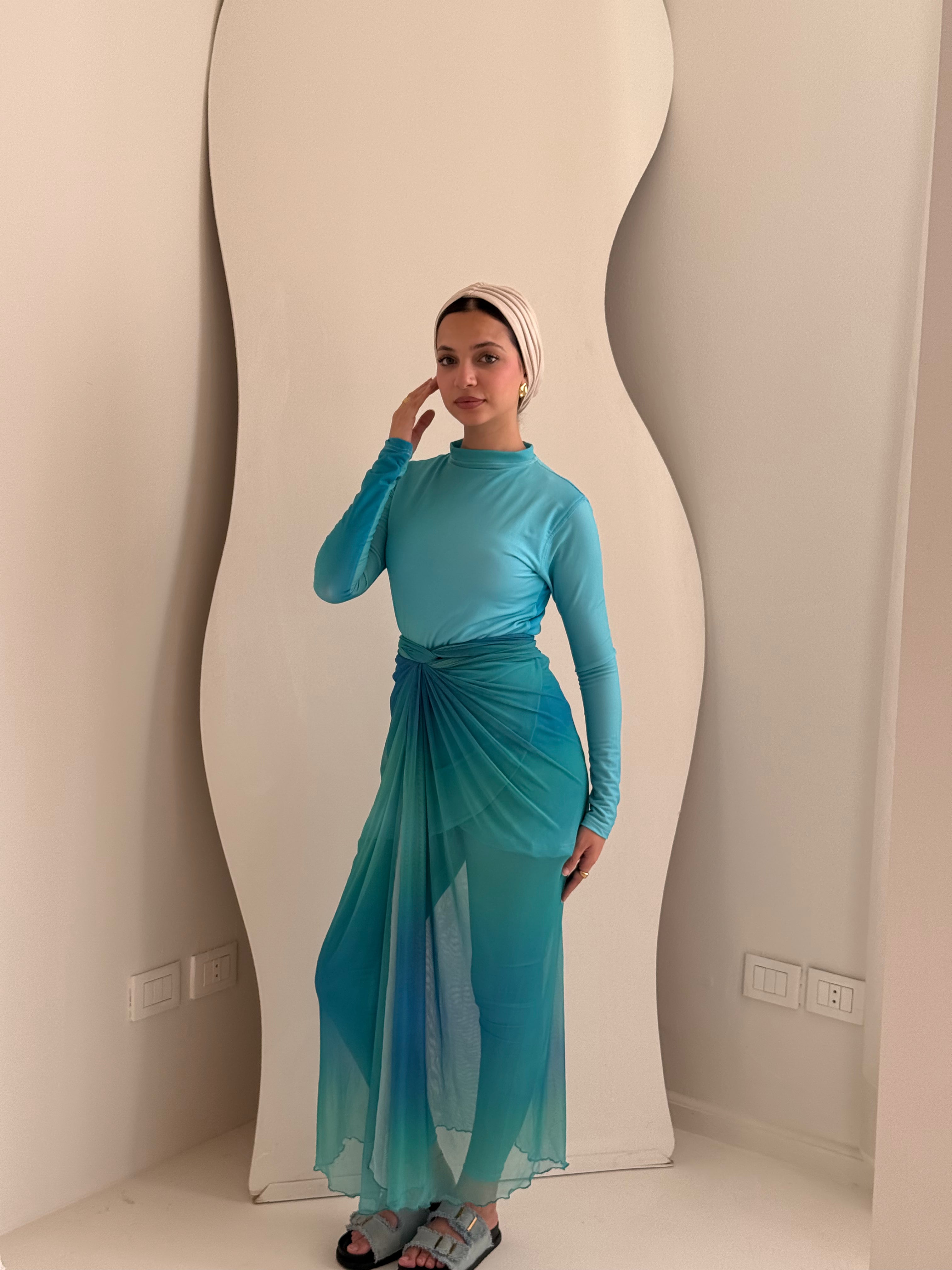 Blue Seashell Swimwear Full Set