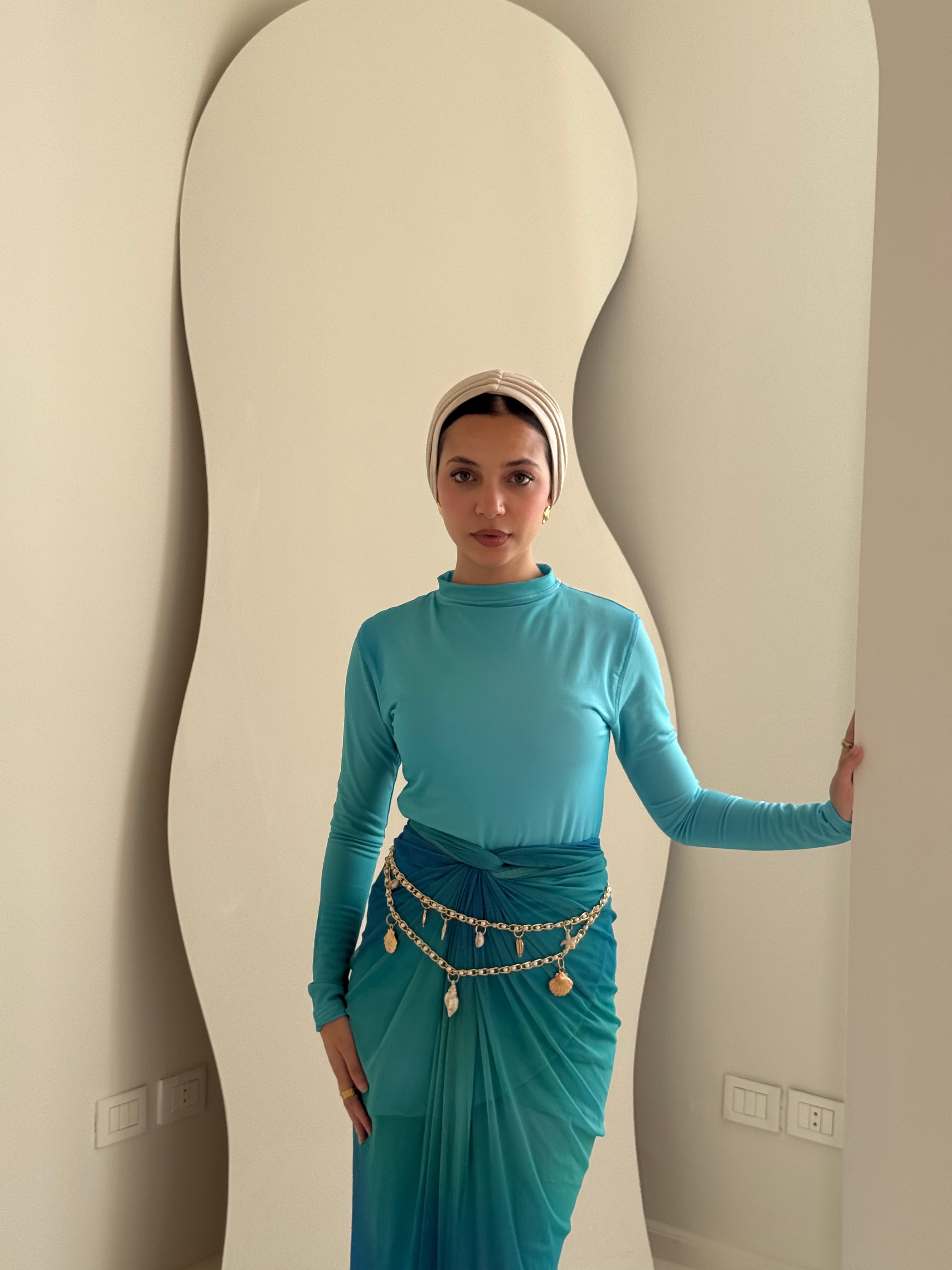 Blue Seashell Swimwear Full Set