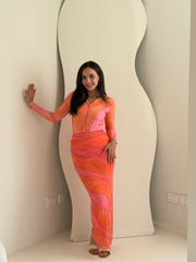 Orange Tropical Swimwear Full Set