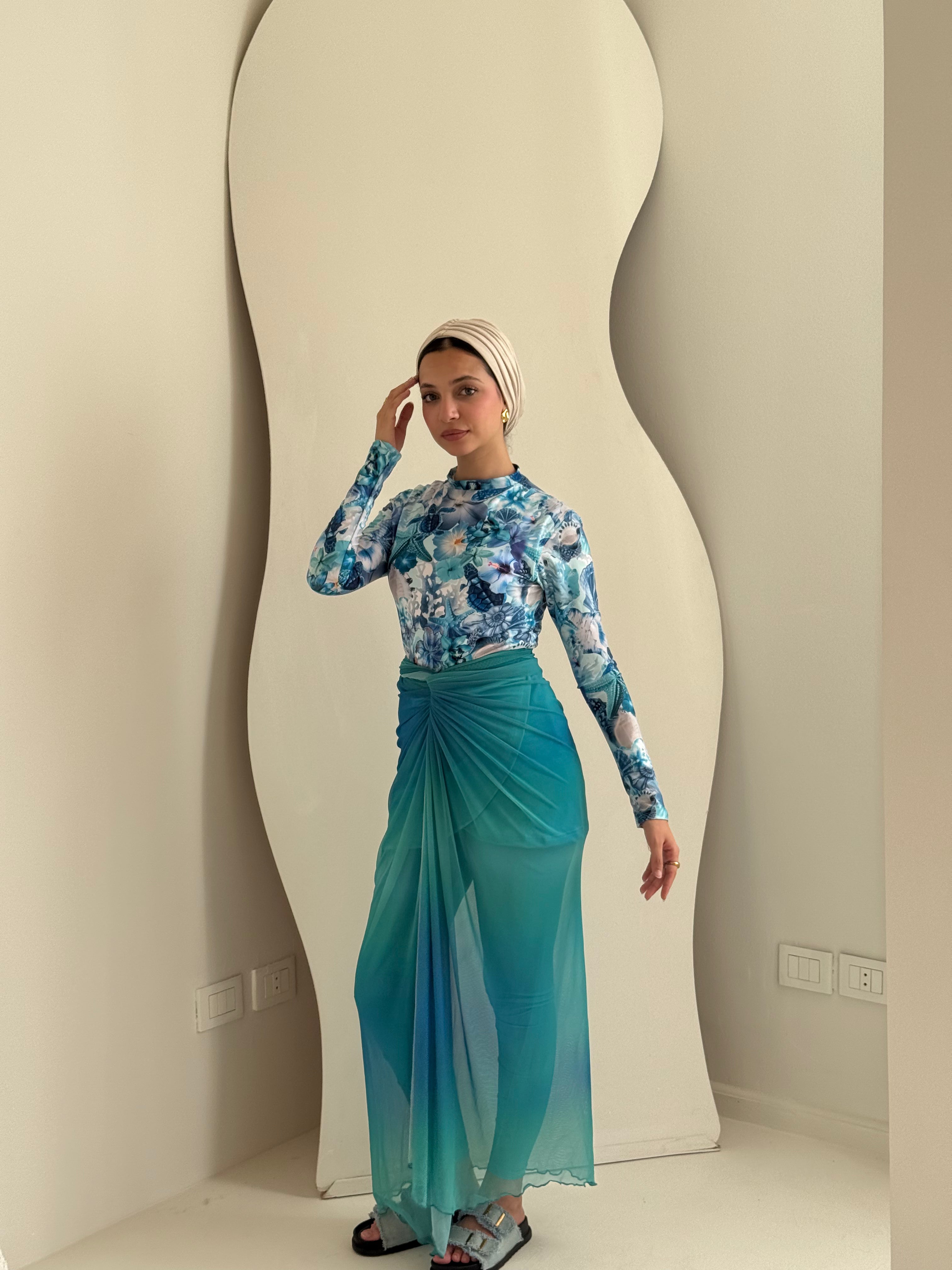 Blue Seashell Swimwear Full Set