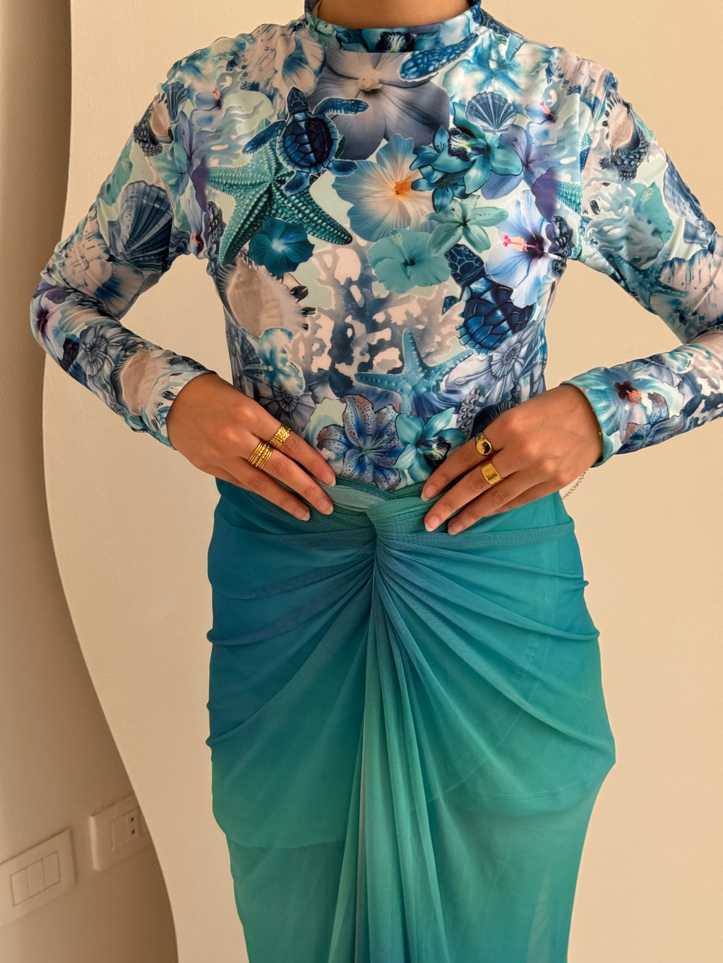 Blue Seashell Swimwear Full Set