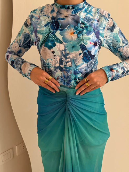 Blue Seashell Swimwear Full Set