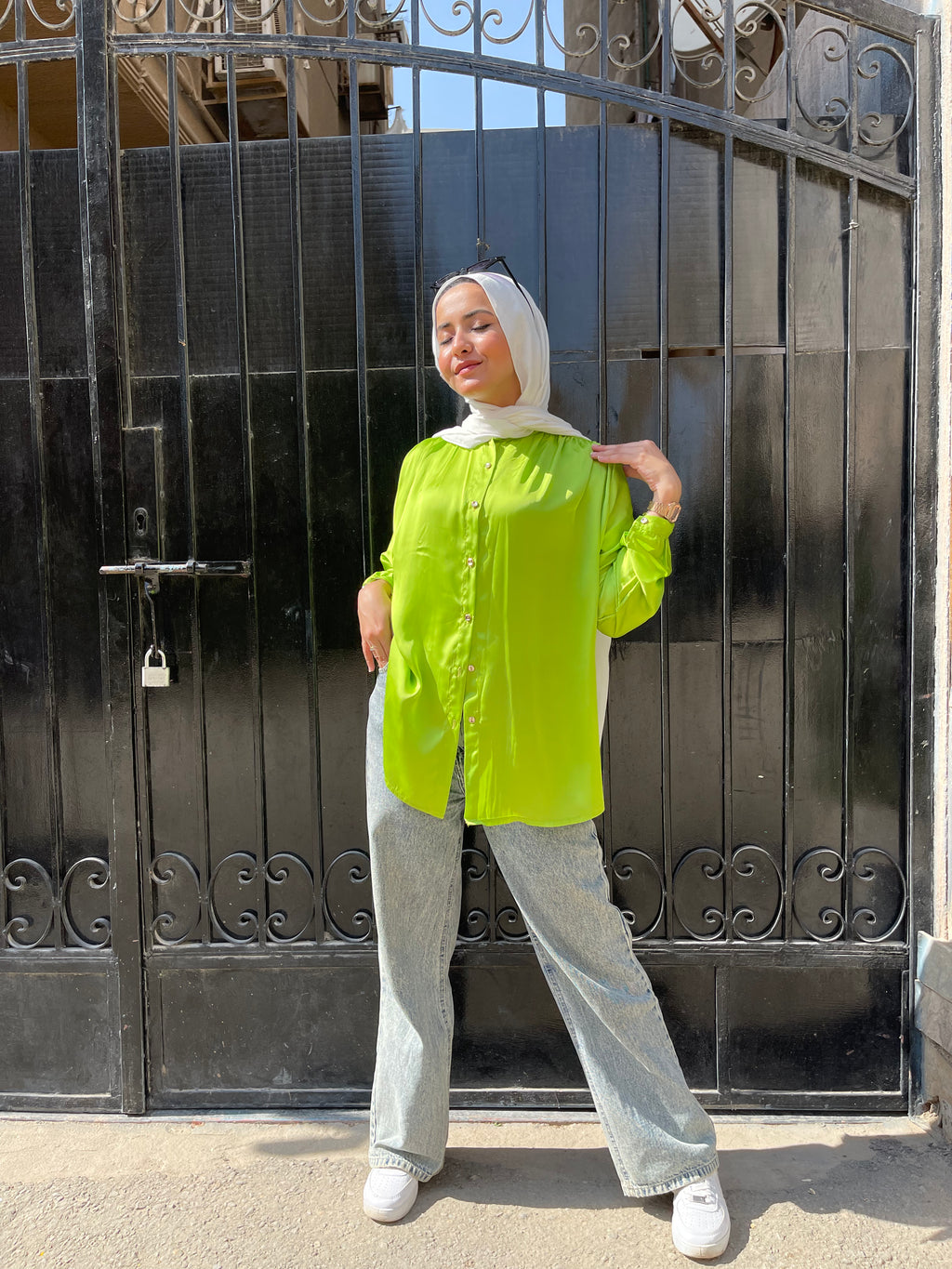 Chemise Satin  - Lime Green