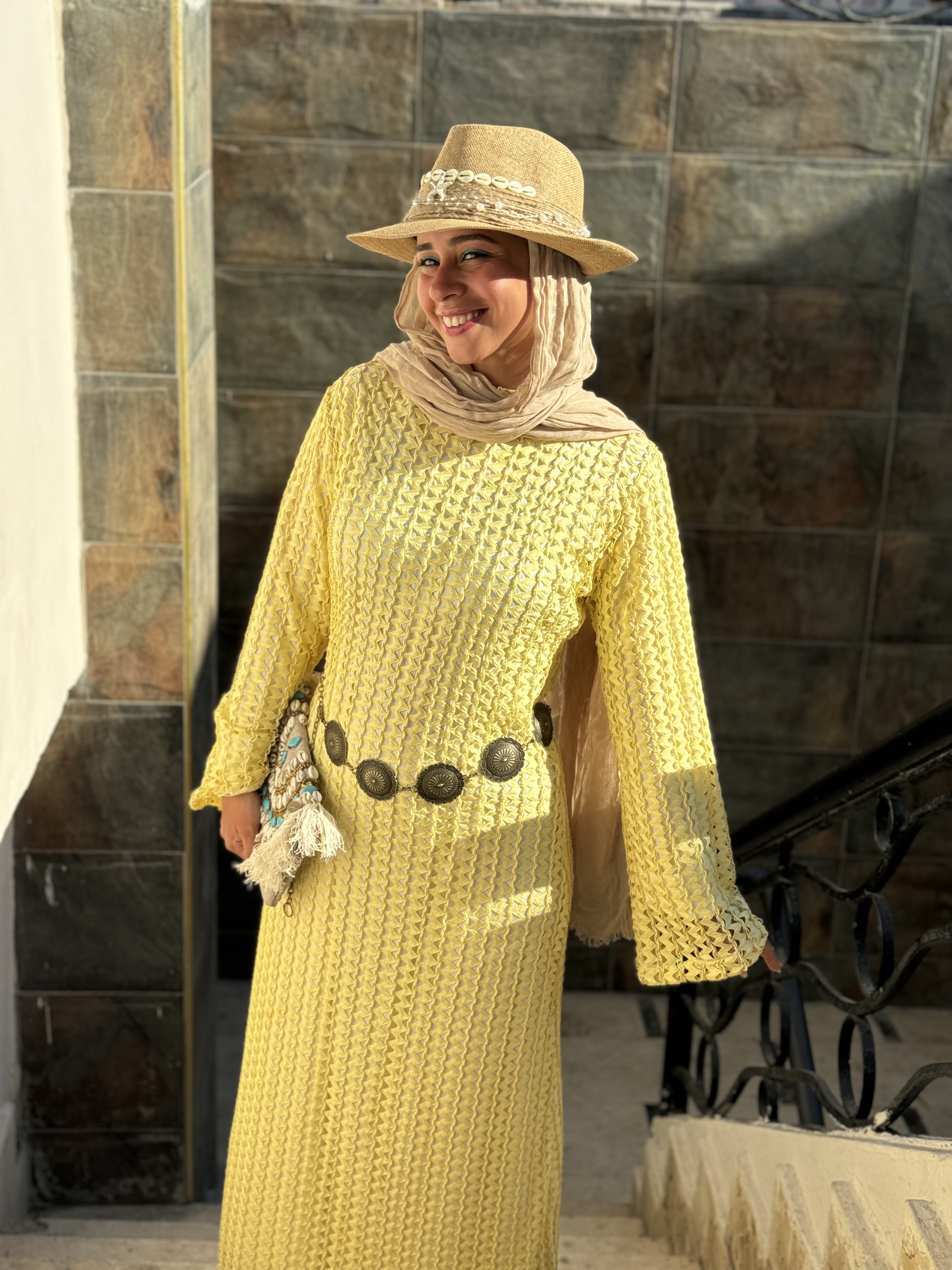 Mesh dress - Yellow (with white basic dress)