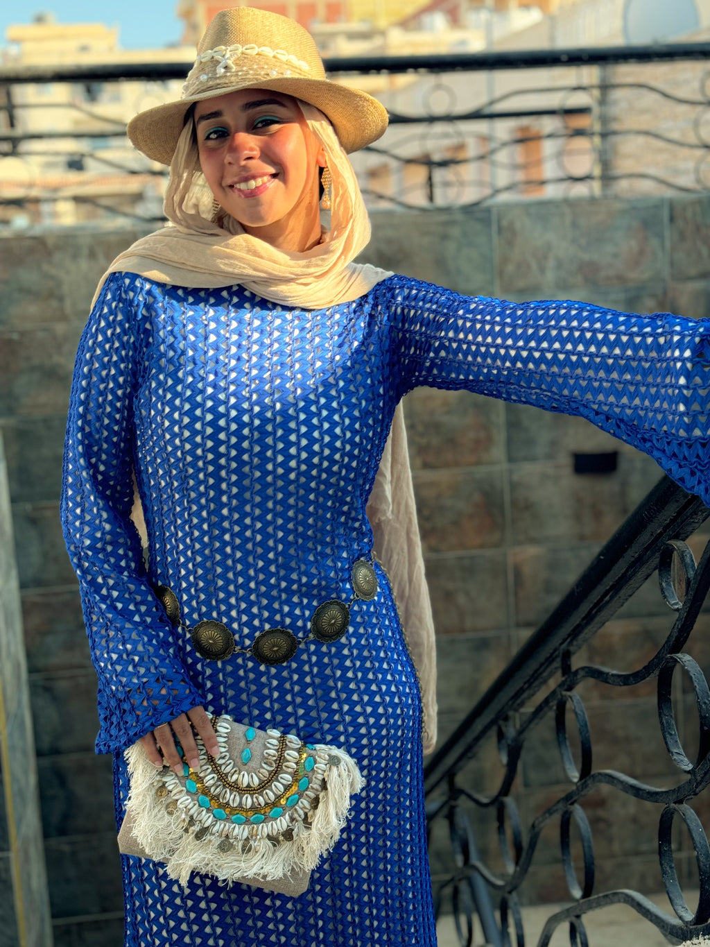 Mesh dress - Blue (with white basic dress)