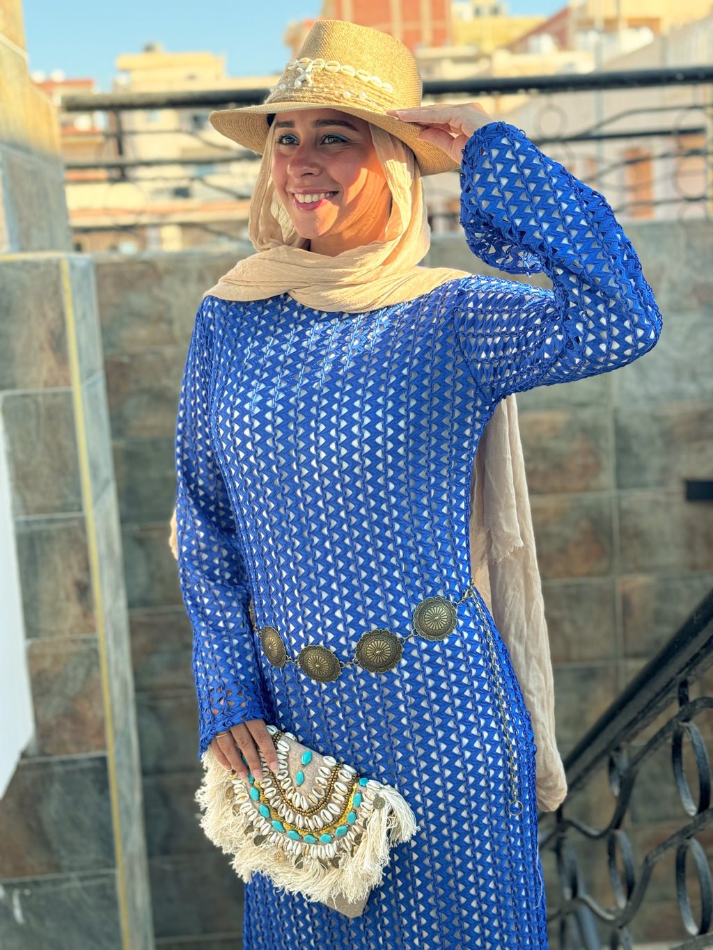 Mesh dress - Blue (with white basic dress)