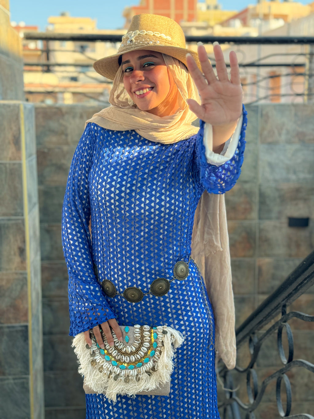 Mesh dress - Blue (with white basic dress)