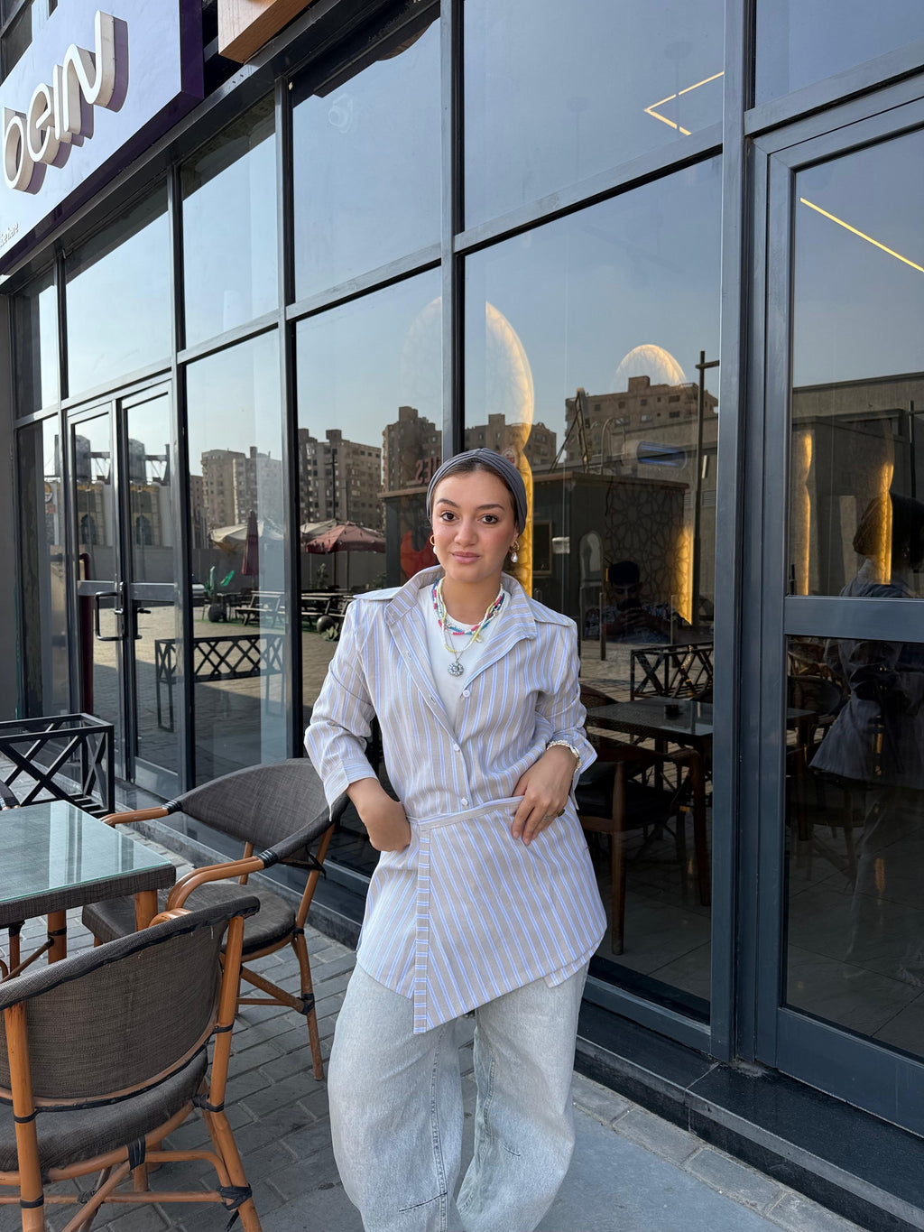 Striped Summer Shirt_  Beige